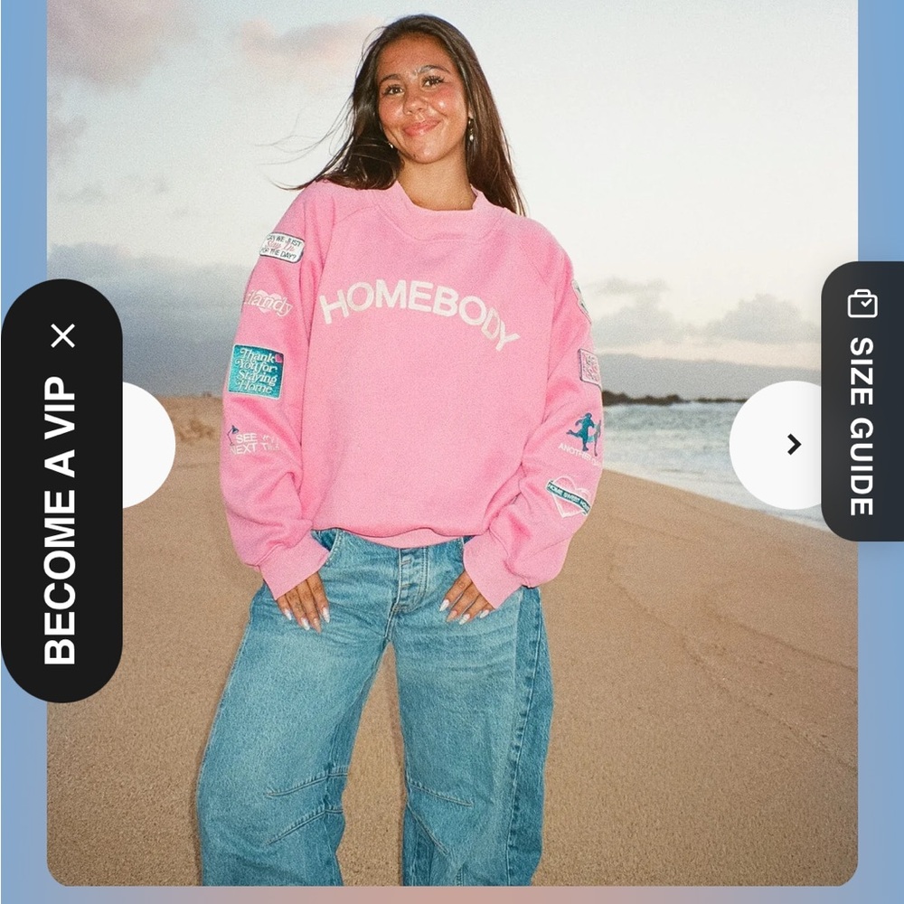 Homebody Pink Graphic Sweatshirt with Patch Details